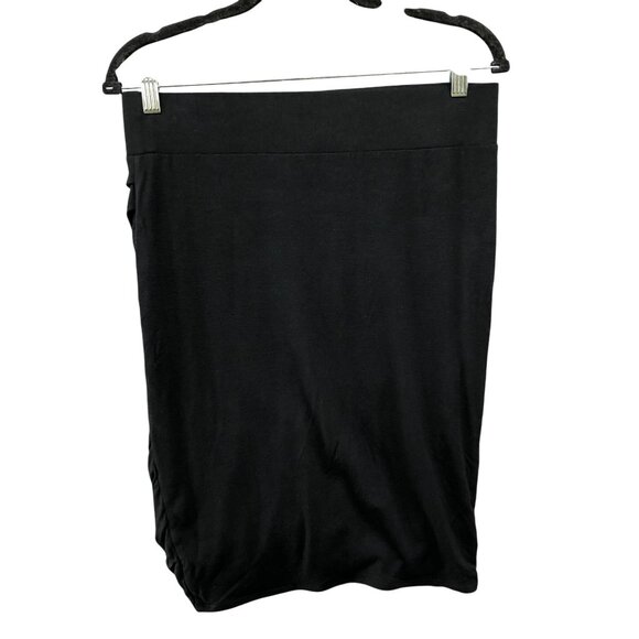 Helmut Lang Ruched Side Pull On Jersey Skirt Womens M Black Wool Modal Blend - Picture 2 of 11